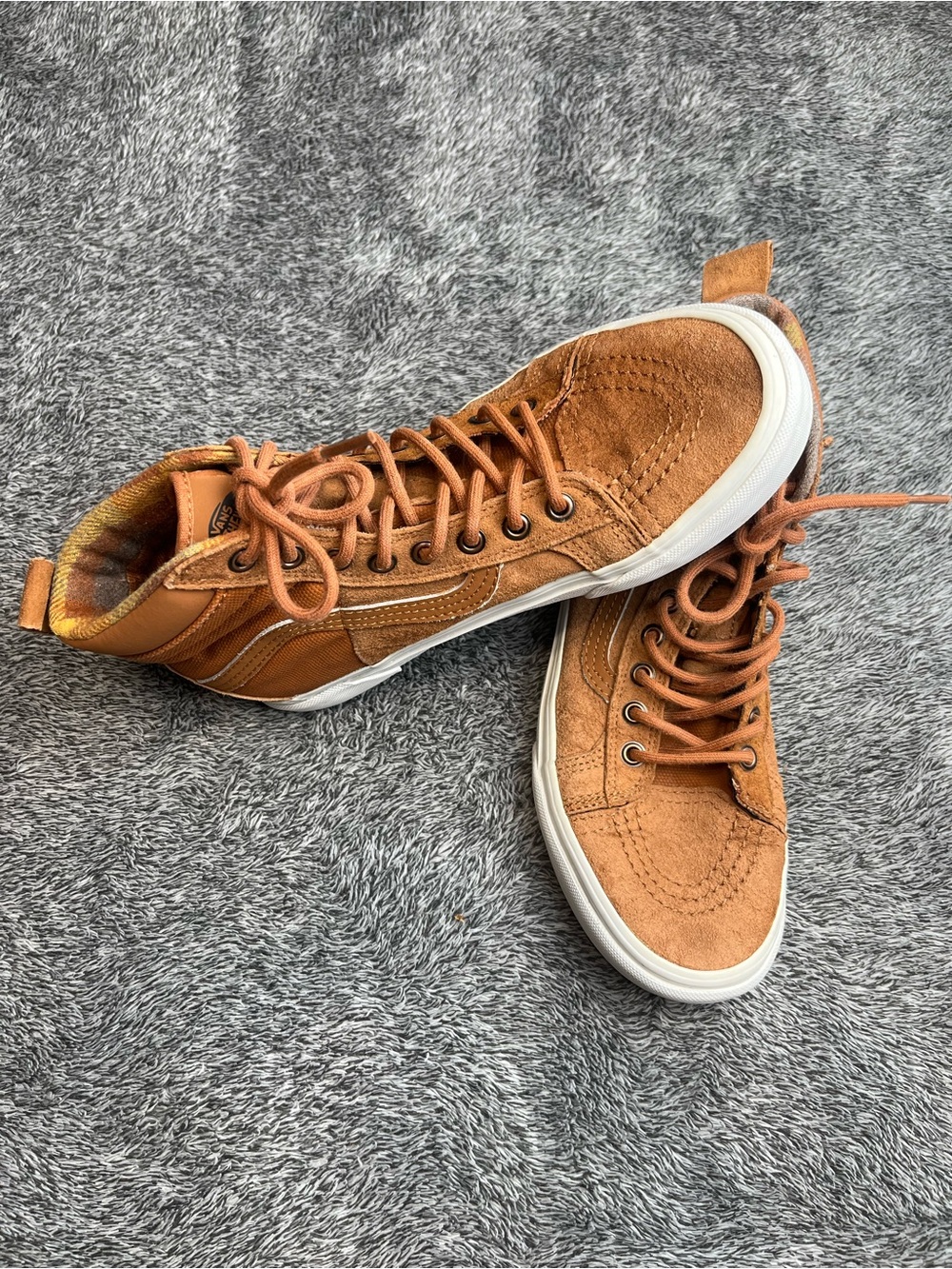 Vans Sk8-Hi MTE 3M Scotchguard Brown Suede Plaid High Top Sneakers Men’s 7